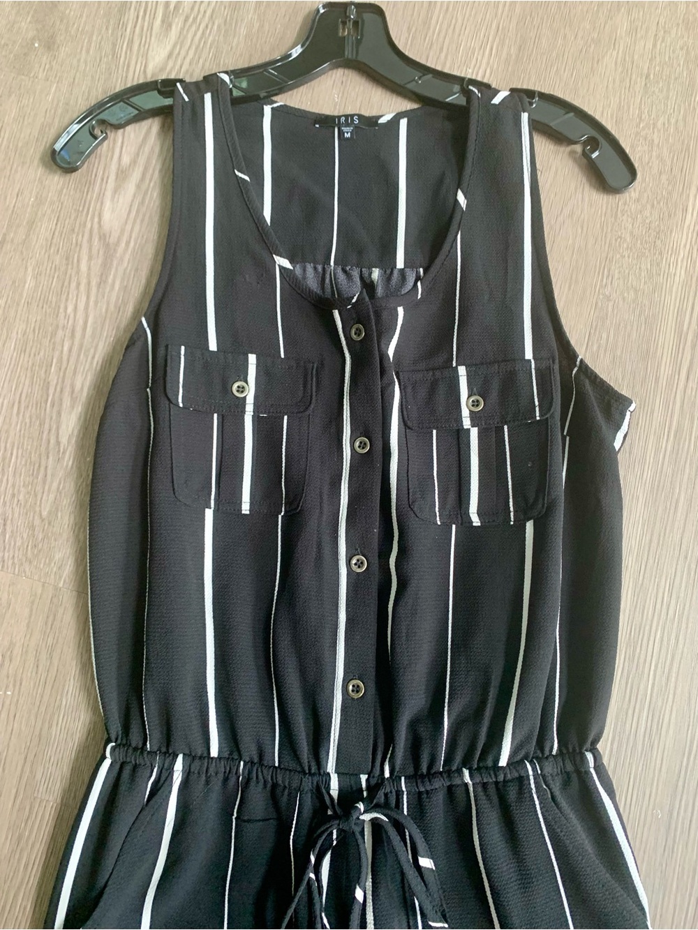 Iris Black & White Vertical Stripe Sleeveless Jumpsuit